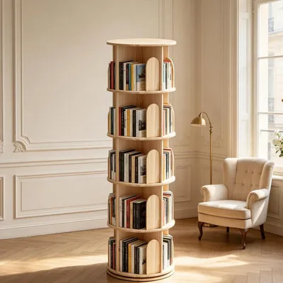 Produktbild von Bücherregal Kinder 360° drehbar 5 Ebenen Massivholz Kiefer Spielzeugregal