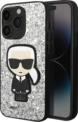 Produktbild von Karl Lagerfeld Klhcp14Lgfkpg Iphone 14 Pro 6.1"" Hardcase Srebrny/Silberne Glitzerflocken Ikonik