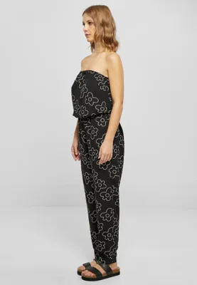 Obrázek produktu pro Dámský overal Urban Classics Ladies Viscose Bandeau Jumpsuit blackflower - XL