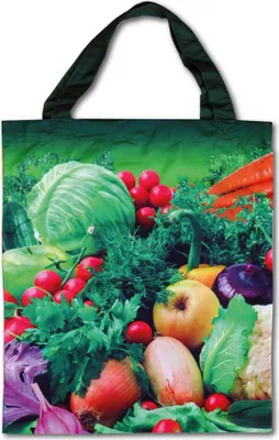 Zdjęcie produktu dla Torba na zakupy, ekologiczny nadruk fotograficzny "Warzywa" (36x42cm) z mikrofibry, trwała i odporna na rozdarcia torba na zakupy