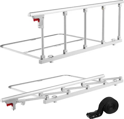 Obrázek produktu pro SucceBuy Skládací zábrana k posteli pro seniory, 122 cm ochranná zábrana s upevňovacím popruhem, ochrana proti pádu, rukojeť pro bezpečné držení, ochrana hran vhodná pro manželské postele, královské postele, postele s plnými postelemi a postele s oddělenými lůžky