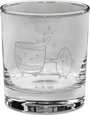 Produktbild von Mr. & Mrs. Panda Trinkglas Kaffee Bohne - Transparent - Geschenk, Glück, gravur glas, Ginglas, Genuss, Tumbler, Cocktailglas, Gute Laune, für Gin, Zufriedenheit