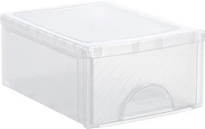 Produktbild von Unyqoos® Schubladenbox transparent – 1 Schublade, stapelbar, Kunststoff (PP) BPA-frei, ca. 35 x 25,5 x 14,5 cm (L x B x H), innen 32,5 x 23 x 11 cm