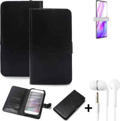 Produktbild von K-S-Trade Wallet Case Handyhülle kompatibel mit ZTE S30 Pro Schutzhülle Flip cover Flipstyle Tasche Hülle Flipcover Slim Bumper schwarz + in ear