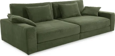 Produktbild von Big-Sofa 290 cm breit Federkern Polsterung Lounge Couch extratief mit Cord Grün / 15250