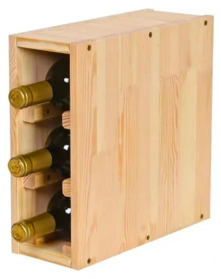 Produktbild von Modulares Weinregal VINCELLAR MOD | HxBxT 30x12x30cm | Schmal Modul für 3 Flaschen | Massives Kiefernholz | Natur