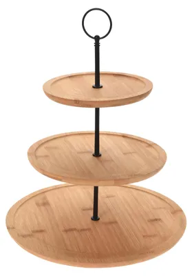 Produktbild von Bambus-Etagere Runde Servierregal 3-stöckig Ø28xH35cm