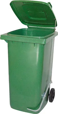 Produktbild von BRB 120 Liter Mülltonne/Müllgroßbehälter, grün, mit Fußpedal für handfreie Bedienung