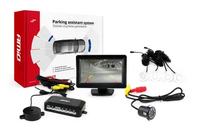 Obrázok produktu pre AMiO Asistenty parkovania TFT01 4,3” s kamerou CAM-308 LED, 4 senzorové biele