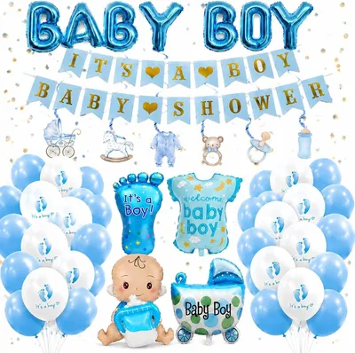 Produktbild von Dekoration für eine Babyparty für Jungen – Blaue Partyartikel zur Geburt