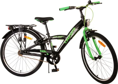 Produktbild von Dětské kolo Volare Thombike - chlapecké - 24 palců - černozelené - obouruční brzdy