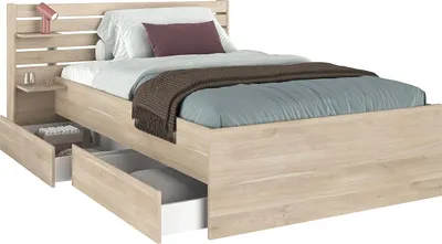 Produktbild von Parisot Escale 7 Stauraumbett 120x200 mit 2 Schubkästen in Japanischer Eiche