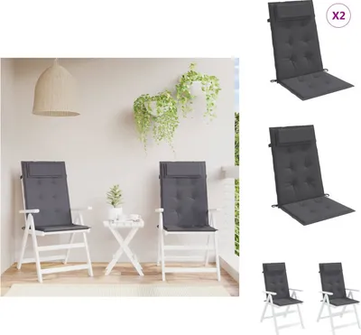 Image de vidaXL Coussins de chaise à haut dossier 2 pcs. Anthracite Tissu Oxford - Coussin d'assise