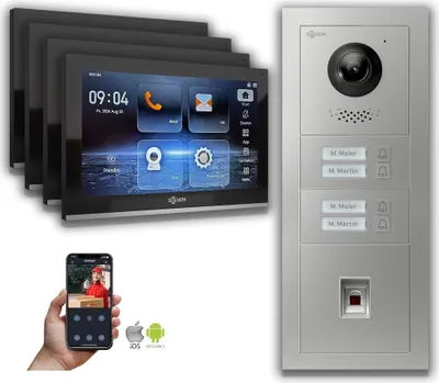 Image de Interphone-portier vidéo Goliath IP 4-Fam. Fingerprint : 10 pouces en noir : Boîtier en saillie Sélection du moniteur : 10 pouces en noir Boîtier de montage de la sonnette : Boîtier en saillie