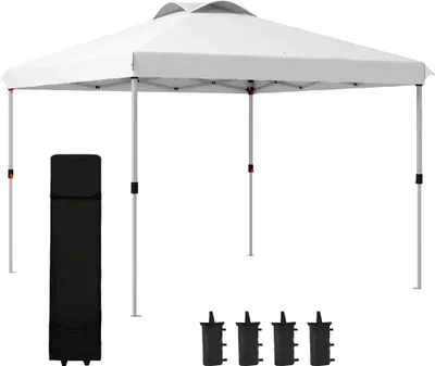 Image de Outsunny Tonnelle barnum pavillon de jardin pop-up pliant 3 x 3 m avec sac de transport š€ roulettes, hauteurs ršŠglables