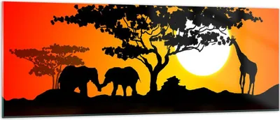 Produktbild von Bilder auf glas - Tiere Safari Savanne Giraffe - 140x50cm - Glasbilder - Wandbilder - Kunstdruck - zum Aufhängen bereit - Wanddekoration aus Glas - Glas Bilder - Wandbild auf Glas - GAB140x50-0539
