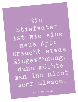 Produktbild von Mr. & Mrs. Panda Postkarte Spruch Stiefvater Liebe - Lavendeltraum - Geschenk, Geschenke, Unterstützer, Fotokarte, handgemacht, Ansichtskarte, Ansichtskarten, Stiefkinder