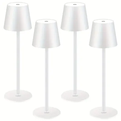 Obrázok produktu pre Bezdrôtová LED stolná lampa – dotyková lampa – nočná lampa – lampa s možnosťou nabíjania – atmosférické osvetlenie – 4 kusy, biela