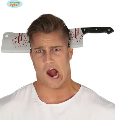 Produktbild von Halloween Metzger Horror Stirnband Blutig Messer Party Accessoire Grusel, Farbe: Silber