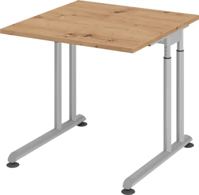 Produktbild von bümö Schreibtisch Serie-Z - Gestell: Silber, Nachbildung: Asteiche, Größe:  80 x 80 cm