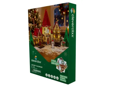Obrázek produktu pro Cleverclixx | Adventní kalendář "Vánoční městečko" | 46 dílků | Hračky +3 roky | STEM - Magnetické hračky - Svítící kostičky