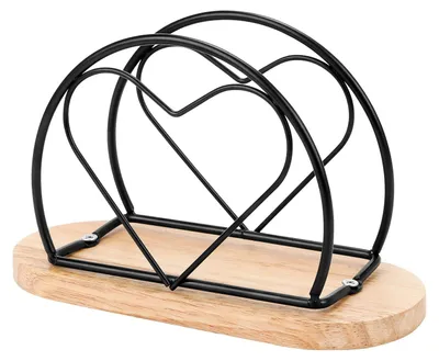 Serviettenhalter aus Edelstahl und Holz, schwarz