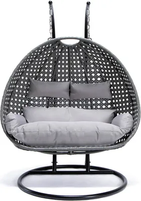 Produktbild von HOME DELUXE - Polyrattan Hängesessel TWIN Grau - 145x74x126 cm - inkl. Kissen