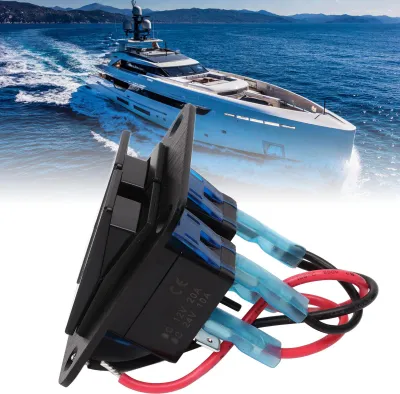 Image de panneau d'interrupteurs à bascule à 2 vitesses, étanche, ON/OFF, 12 V, 24 V, alliage d'aluminium, rétro-éclairage bleu, pour voiture, bateau, camion, camping-car