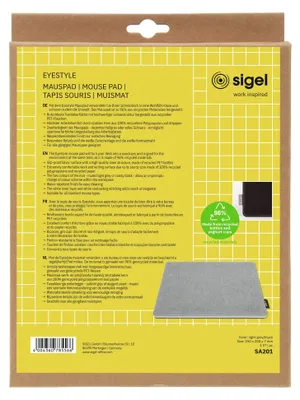 Image de SIGEL SA201 Tapis de souris - PET recyclé, PP recyclé - gris clair, noir - réversible - 25 x 0,7 cm