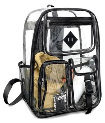 Produktbild von Transparenter Rucksack PVC Wasserdicht Stadiontauglich Große Kapazität Schulrucksack 43x35x17 cm