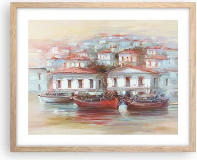 Produktbild von Gerahmtes Poster - Rahmen in heller Eiche - Bild Segelboot Hafen - 50x40 cm - Wand Bild - Wanddeko - Wandbilder - Kunstposter - Wandposter - Bilderrahmen - Bilder - Kunstdruck - P2NAA50x40-4937