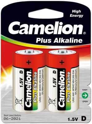 Zdjęcie produktu dla Camelion LR20-BP2, Jednorazowa bateria, D, Alkaliczny, 1,5 V, 2 szt., 84 x 34 x 114 mm