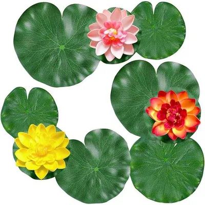 Immagine prodotto di Ninfee in plastica, set da 9 pezzi, decorazione per mini-laghetto, fiori galleggianti