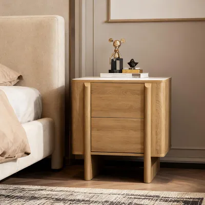 Produktbild von Nachttisch Modern mit 2 Schubladen, Eichenfarben, Holz-Optik, B55 x T40 x H60 cm