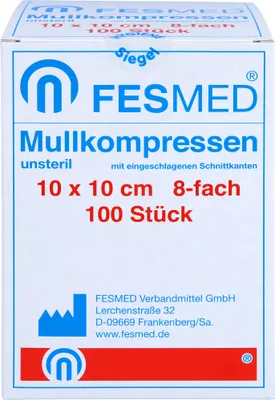Produktbild von MULLKOMPRESSEN UNSTERIL 10X10 ES 8F, 100 St KOM