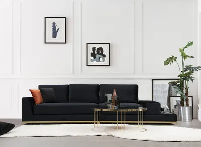 Produktbild von Hanah Home, Line- ARE1315, Schwarz, Schlafsofas, Rahmen: Buchenholz / Spanplatte