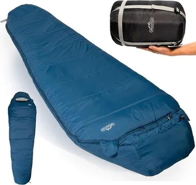 Immagine prodotto di Sacco a pelo da outdoor 3-4 stagioni per adulti, donna e uomo - ingombro ridotto (blu)