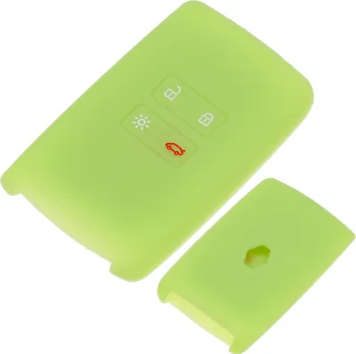 Produktbild von Auto Schlüssel Hülle Silikon Schutz Cover Fluoreszierend Grün kompatibel mit Renault Megane Kadjar Clio Captur 4 Tasten KEYLESS SMARTKEY