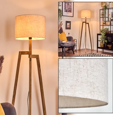 Produktbild von Schiavonea Stehlampe aus Holz/Metall/Stoff in Natur/Schwarz/Beige