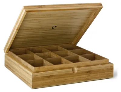 Productafbeelding van Bredemeijer theebox van bamboe met 12 vakken, theedoos van hout - hout