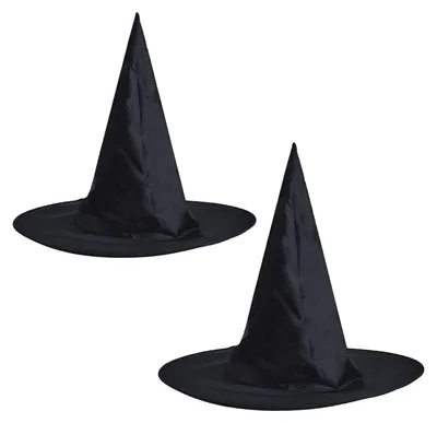 2 Hexenhüte schwarz, Erwachsene, Halloween-Kostümzubehör