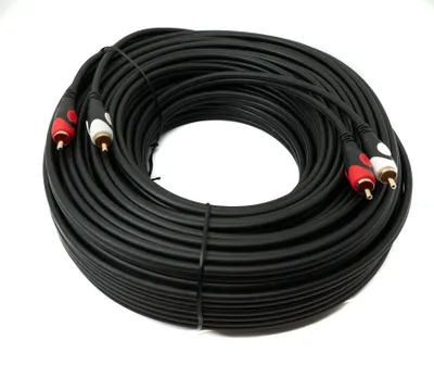 Produktbild von SYSTEM-S Cinch 2 RCA Kabel 30 m Stecker zu Stecker Stereo AV in Schwarz