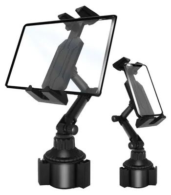 Obrázok produktu pre Držiak na nápoje do auta, držiak na tablet a telefón, univerzálny, vhodný pre zariadenia s uhlopriečkou 4-9,5 palca, stabilný a nastaviteľný