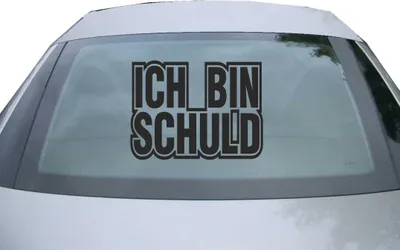 Produktbild von Indigos UG - Aufkleber Heckscheibe & Motorklappe DE2897 - schwarz - 600x450 mm - ICH BIN SCHULD - Fisch - Auto Scheiben Fenster Heckklappe Tuning Racing JDM - Die cut