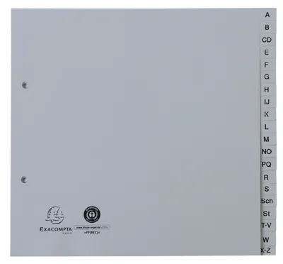 Obrázek produktu pro Exacompta register 2/3 PP šedá 120µ potištěné záložky A-Z 20 pozic