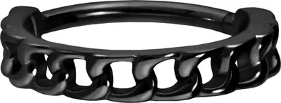 Produktbild von Ohrpiercing, Nasenpiercing, Septum Piercing Chirurgenstahl Segmentring Clicker PANZERKETTEN-DESIGN Schwarz Innendurchmesser: 12 mm