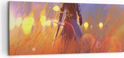 Produktbild von Bild auf Leinwand - Leinwandbild - Krieger Schwert - 120x50cm - Wand Bild - Wanddeko - Wandbilder - Leinwanddruck - Bilder - Kunstdruck - Wanddekoration - Leinwand bilder - Wandkunst - AB120x50-3819