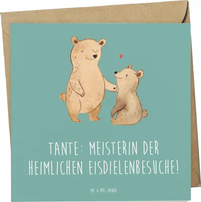 Produktbild von Mr. & Mrs. Panda Grußkarte Tante Eisdielenmeisterin - Meeresbrise - Geschenk, Lustig, Humor, anlasskarte, doppelkarte, Verwandte, faltkarte, Jubiläen, Familie, Klappkarte