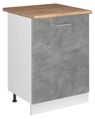 Imagen del producto de Mueble bajo de cocina Vicco R-Line Hormigón/Blanco 60 cm con 1 puerta encimera Roble dorado, Model 72092
