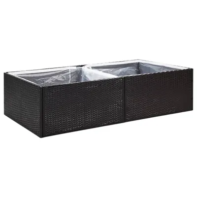 Image de vidaXL Bac à plantes noir 157x80x40 cm Poly rotin